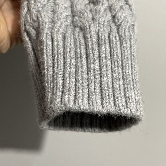 Talbots Gray Cable Knit Sweater Women’s L – Quarter Zip, Long Sleeve Pullover - Picture 11 of 14